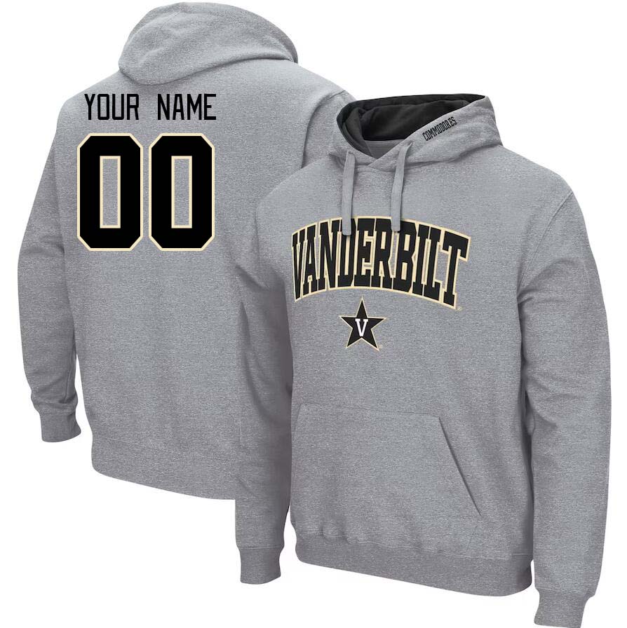 Custom Vanderbilt Commodores Name And Number Hoodie-Gray - Click Image to Close